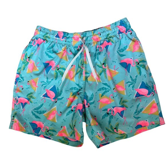 Chubbies Mens Size Medium Aqua / Pink Flamingo 5.5" Lined Swim Shorts Trunks - Picture 1 of 14